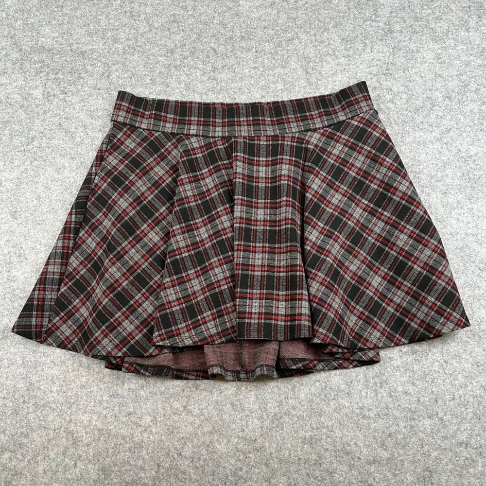 NWOT Snag Mini Flare Skirt Red Black Plaid Dark Academia Goth Preppy y2k 20 22